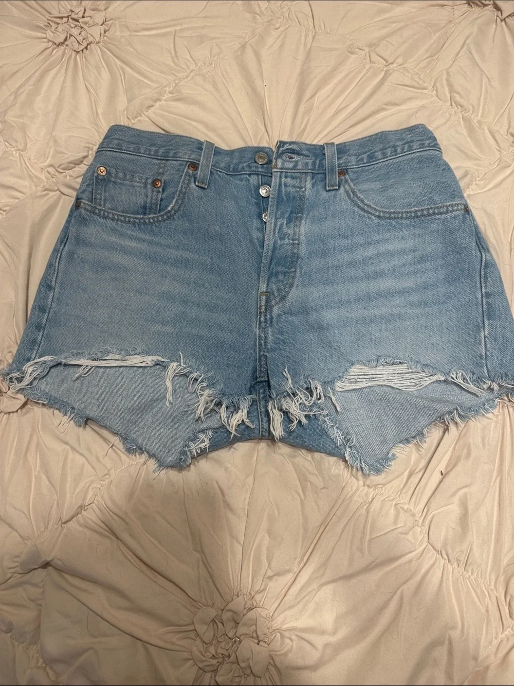 Levi's Light Blue Distressed Cutoff Denim Shorts